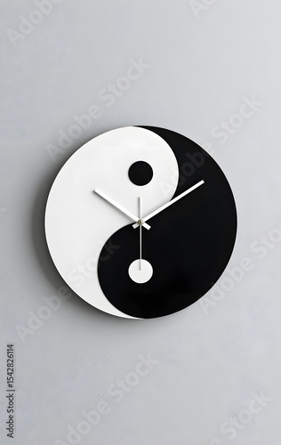 close up of a black and white bowl | Classic Wall Clock with Minute and Hour Hands | Time Symbol for Business or Web Design | Black and White Clock Face with Copy Space 