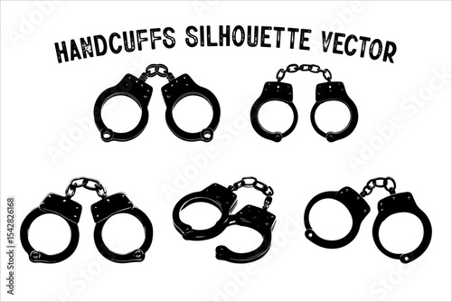 Minimalist Handcuffs Silhouette – Crime and Justice Concept Vector
