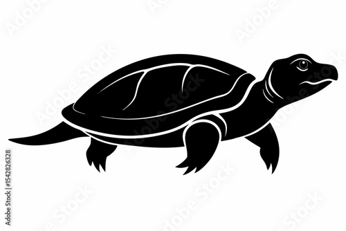 softshell turtle sihouette black vector 