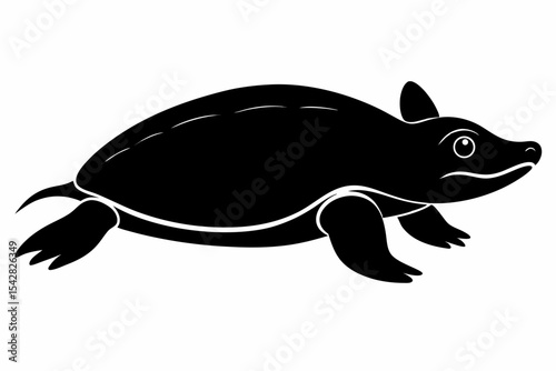 softshell turtle sihouette black vector 