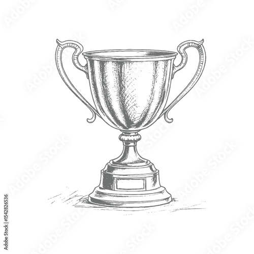 Elegant Hand-Drawn Trophy Illustration for Awards and Recognition