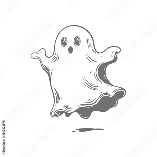 A cute ghost floating in the air, perfect for Halloween