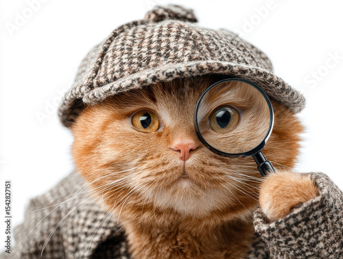 Ginger Cat Detective Magnifying Glass Tweed Hat image