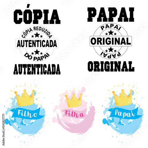 "Dad: Original vs. Authenticated Copy" & Family Crown Design Set