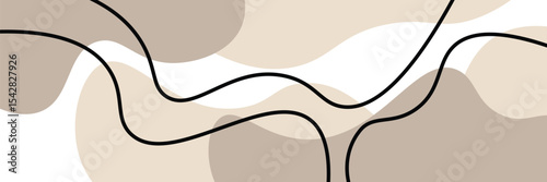 Aesthetic soft beige brown abstract irregular modern color blocks with lines for business presentation, flyer, poster, print, decoration, card, brochure cover,