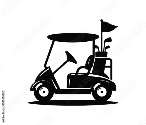 Golf Cart Silhouette Vector Clipart Design, Retro Golf Vehicle, Golf Club Cart Icon, Golf Car Graphic for Sports Lovers, Tee Ride, Caddy Motion, Golf Cart Pro, Fairway Cruise.