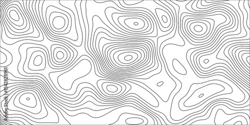 Abstract white contour wave lines topographic background, lines map seamless pattern, modern wallpaper texture and realistic design used for banner and posters, mountain relief geographic pattern.	
