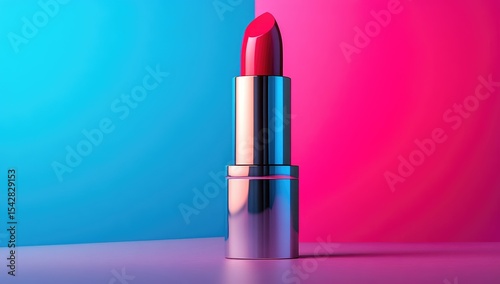 Vibrant lipstick on a split background