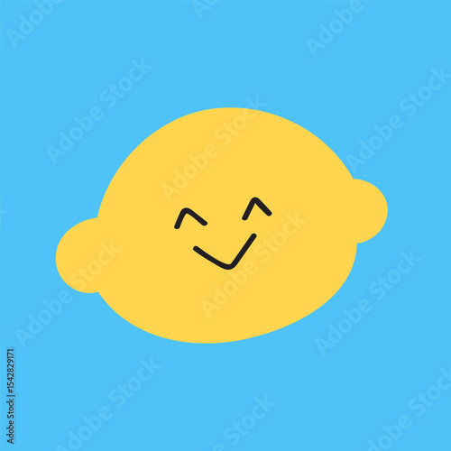 Cute lemon. Vector design on blue background.
