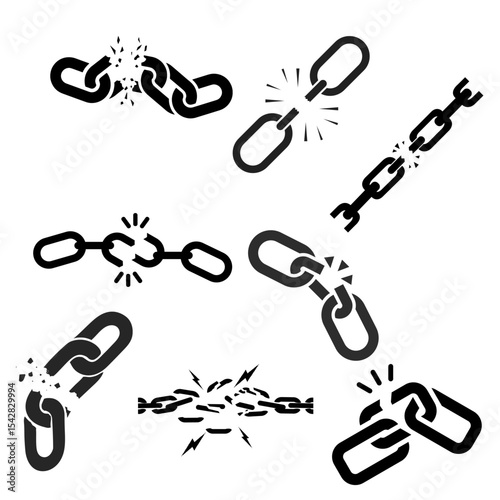 Broken chain icon set