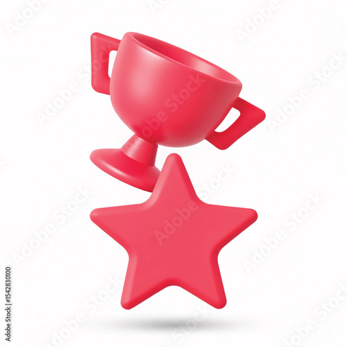 Red cup 3D illustration of a drink or food object, coffee or tea mug icon isolated design