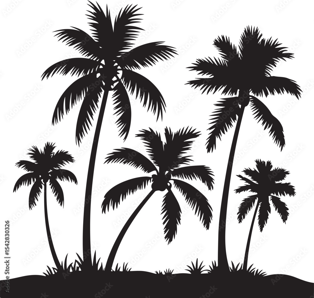 Obraz premium Tropical Palm Tree Icon on Checkerboard Transparent Background