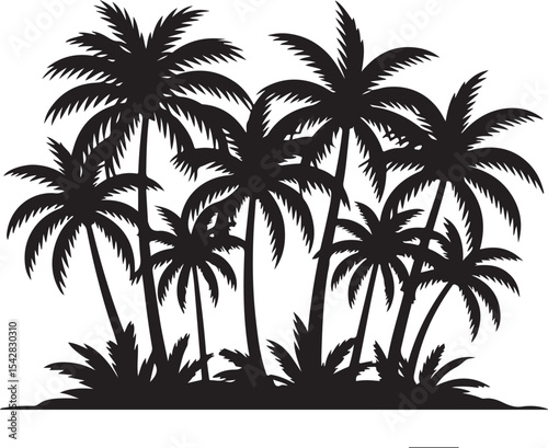 Tropical Palm Tree Icon on Checkerboard Transparent Background