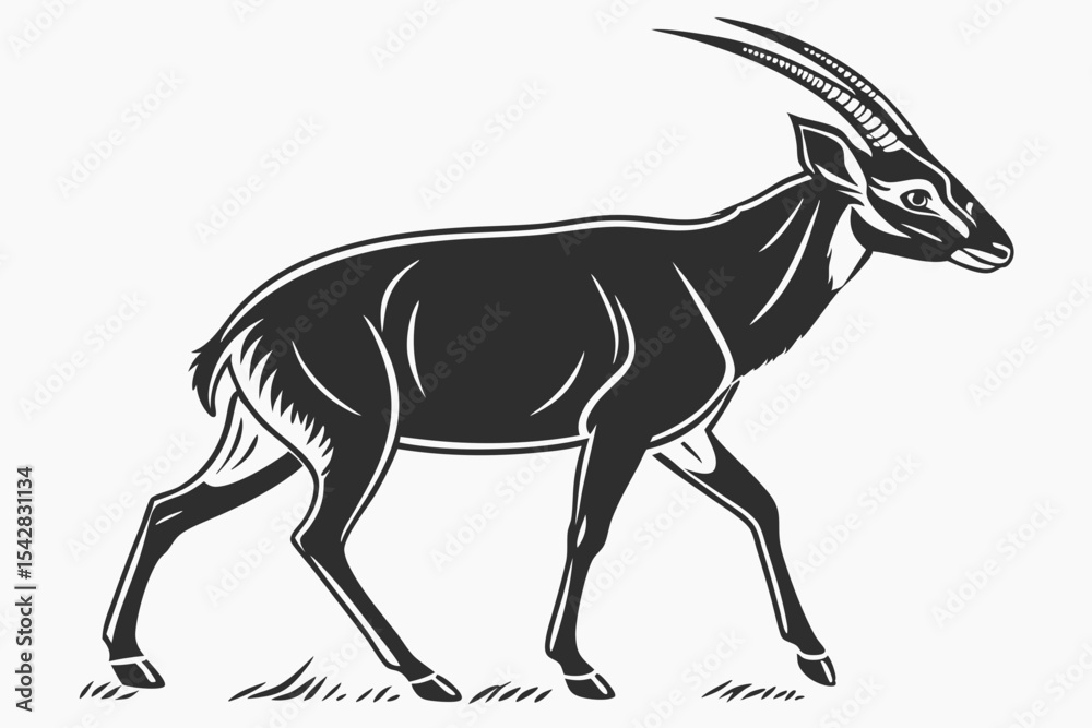 Obraz premium saola sihouette black vector 