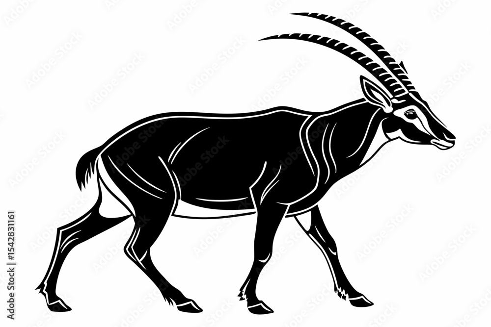 Obraz premium saola sihouette black vector 