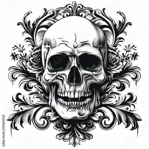 illustration, bone, horror, skull, vector, head, dead, death, drawing, skeleton, human, isolated, evil, symbol, black, art, design, anatomy, tattoo, halloween, graphic, white, front, face, jaw, scary,