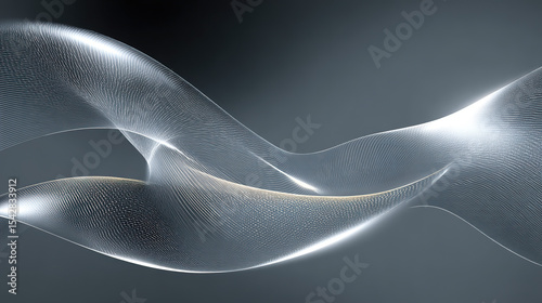 Abstract grey waves with gradient lighting, symbolizing modern tech innovation and fluid dynamics