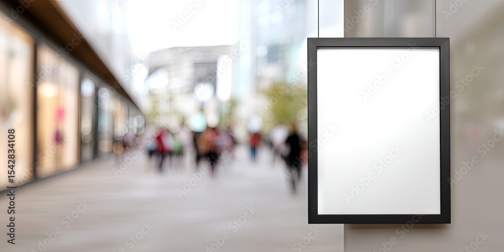 Obraz premium blank white poster in black frame hanging on wall in shopping mall