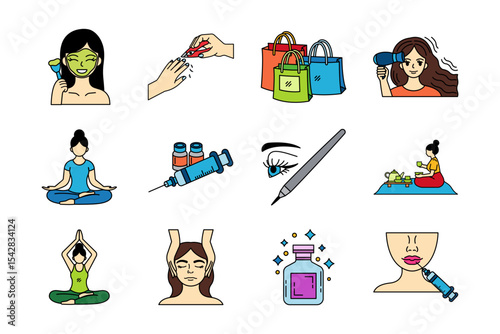 illustration of woman activity wellness beauty and health