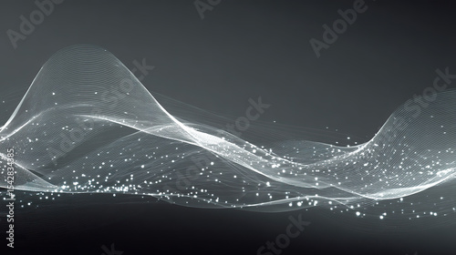 Abstract grey waves with gradient lighting, symbolizing modern tech innovation and fluid dynamics