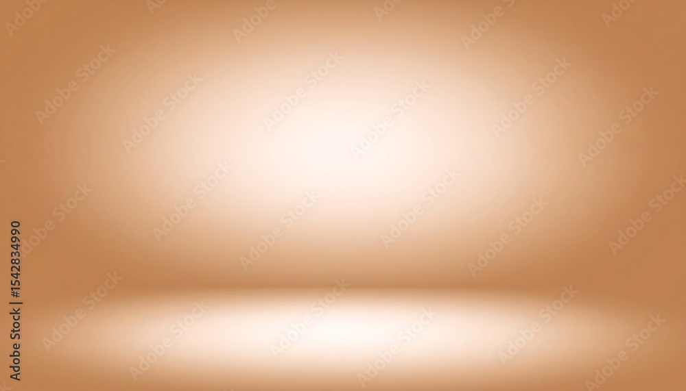 Obraz premium An abstract brown studio backdrop features a gentle light gradient and glossy reflective floor.