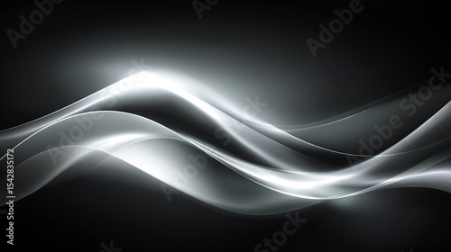 Abstract grey waves with gradient lighting, symbolizing modern tech innovation and fluid dynamics
