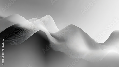 Abstract grey waves with gradient lighting, symbolizing modern tech innovation and fluid dynamics