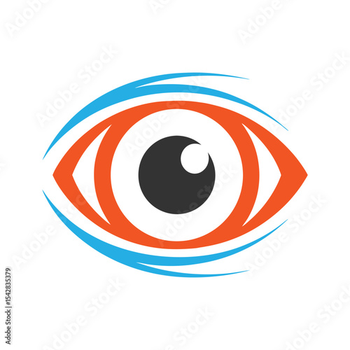 Abstract Stylized Eye Icon Orange Blue Gray vector