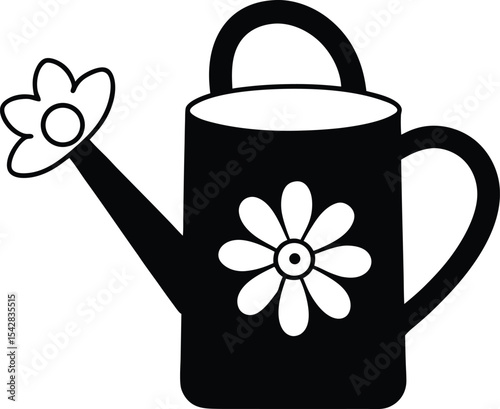 cute watering can vector silhouette art and illustration