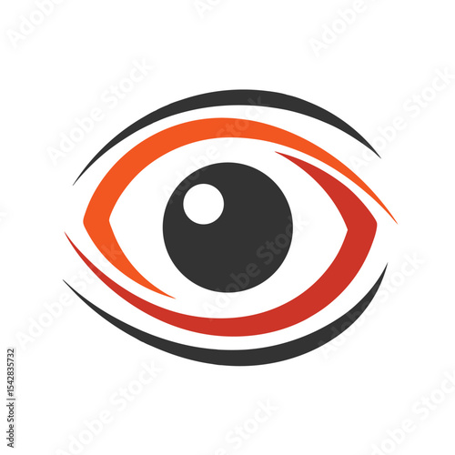 Abstract Stylized Eye Icon Orange Red Black Graphic Design
