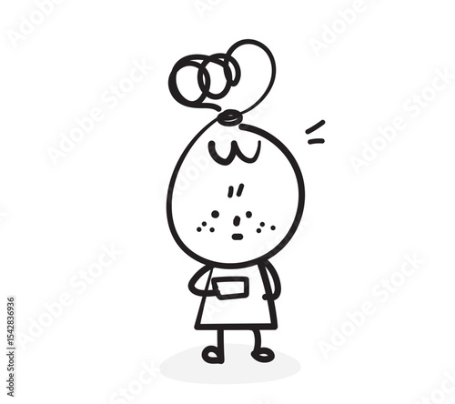 (message) Collection of hand drawn lady business worker icons. Vector illustration.