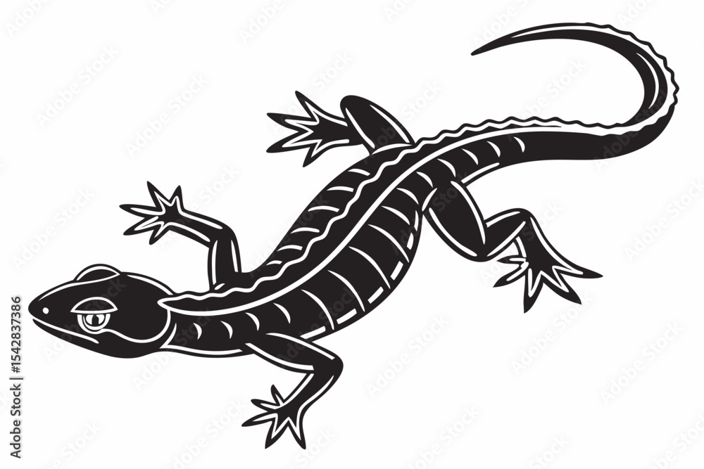 Naklejka premium salamander sihouette black vector