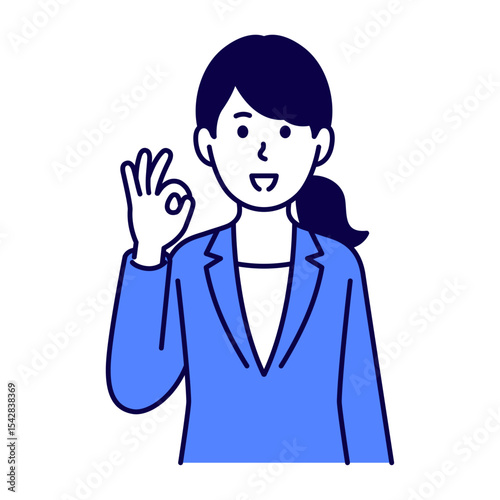 OKサインをするスーツ姿の女性