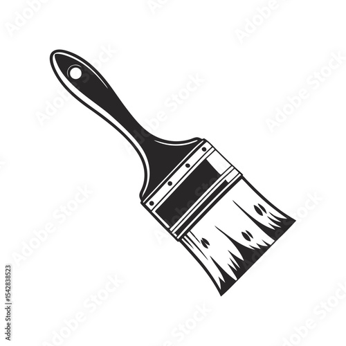 Paintbrush hand tool line art vector silhouette