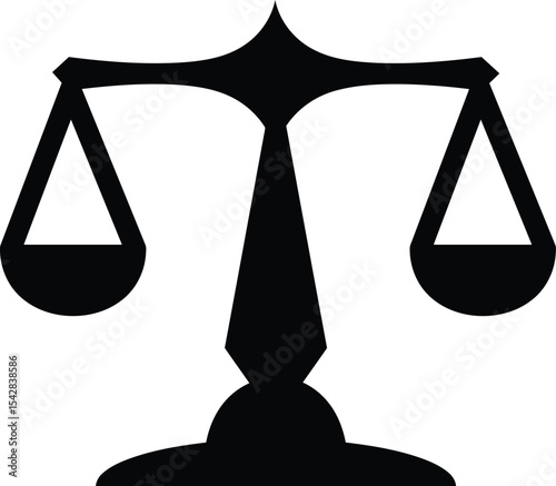 Justice Scale Icon: The scales of justice, a symbol of fairness and impartiality, depicted in stark silhouette against a clear backdrop.