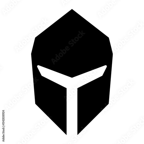 minimalist war helmet icon symbolizing strength, protection, and battle readiness