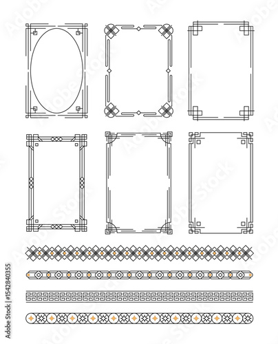 Flat design chinese border ornament