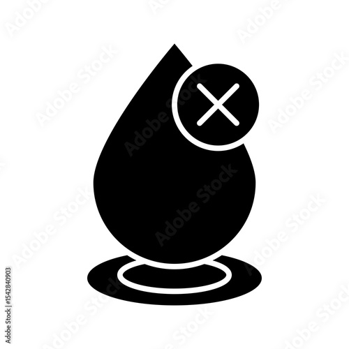 water scarcity, water droplet with x, glyph icon