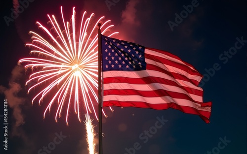 American Celebration - Usa Flag With Fireworks. High quality