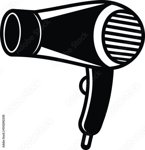 Monochrome vector illustration of a simple modern hair dryer design