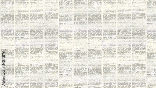 A full frame shot of a newspaper pattern with columns of text in black and white for background use