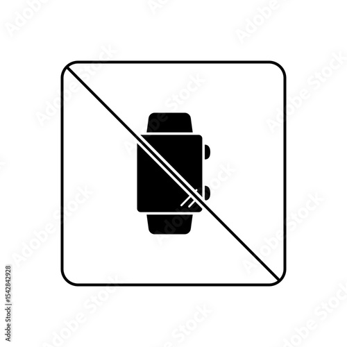 No Smartwatch Icon, Filled Style Wearable Device Ban Symbol