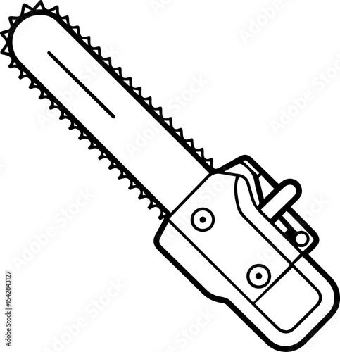 chainsaw outline vector illustration line art