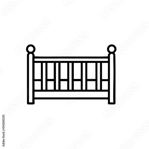 Baby crib icon in black line style