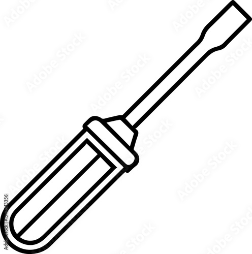 flathead screwdriver outline vector illustration line art