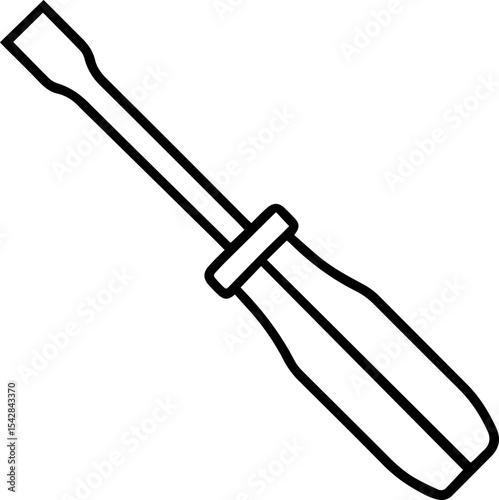 flathead screwdriver outline vector illustration line art