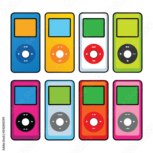  Six mp3 player set isolated on white background