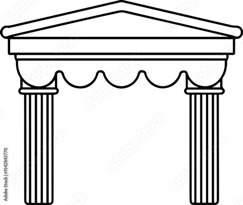 canopy with columns outline vector illustration line art