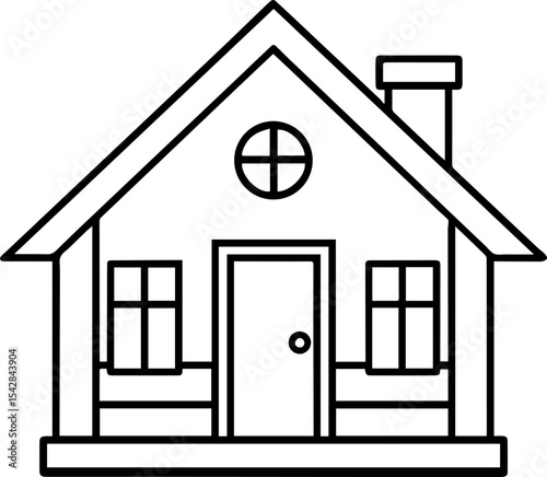 Cottage outline vector illustration line art