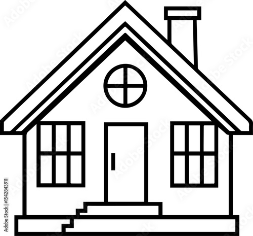 Cottage outline vector illustration line art